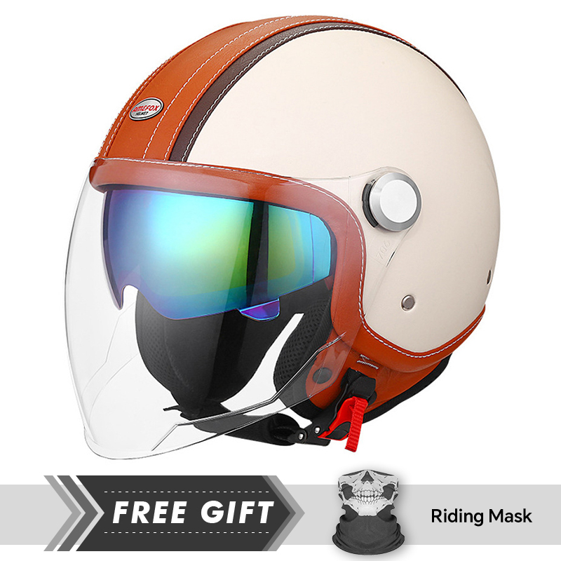 Motorcycle Gear In Store - White Orange Original Open Face Motorcycle