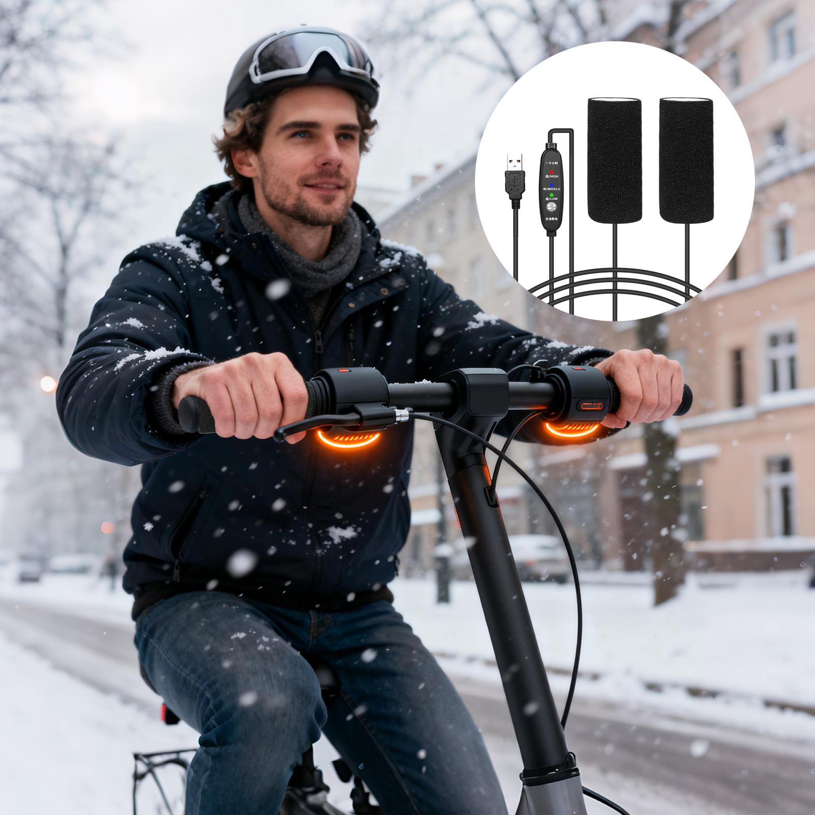 Handlebar Grip Heated - Motorcycle Heated Grips 3-Temp 5V Wrap