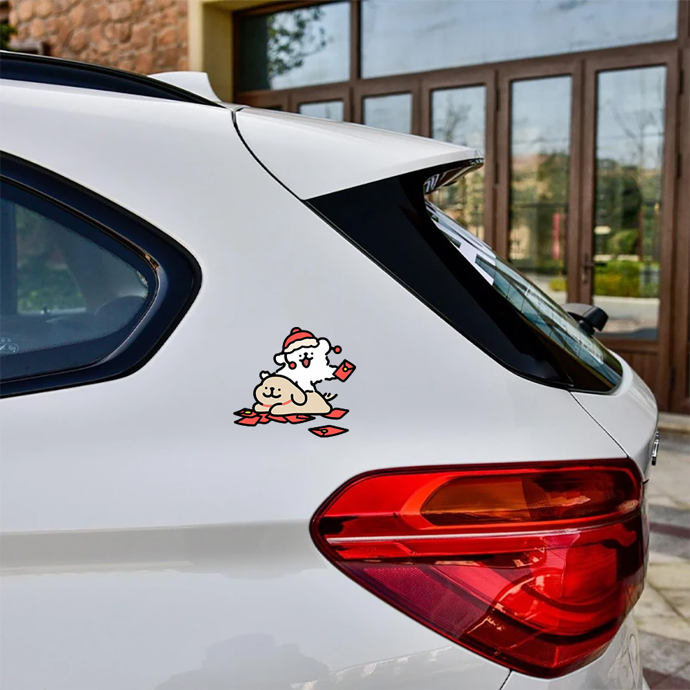 Cartoon Puppy Maltese Car Stic - đánh giá và giá Motorcycle Gear Dogs